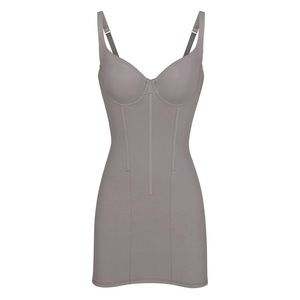 Skims Cotton Corset Dress Charcoal xs